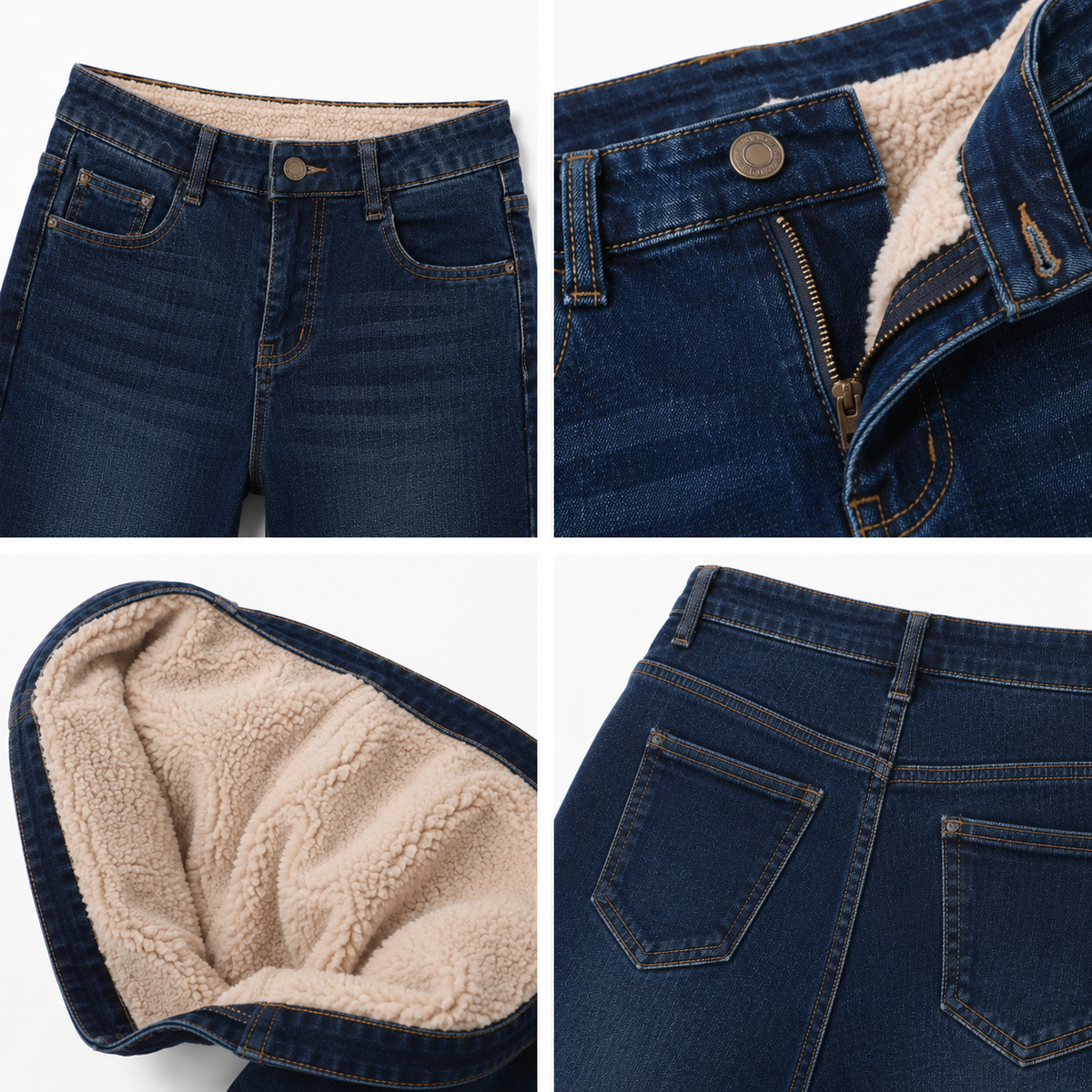 Fleece-Lined Winter Jeans – High Waist & Slim Fit