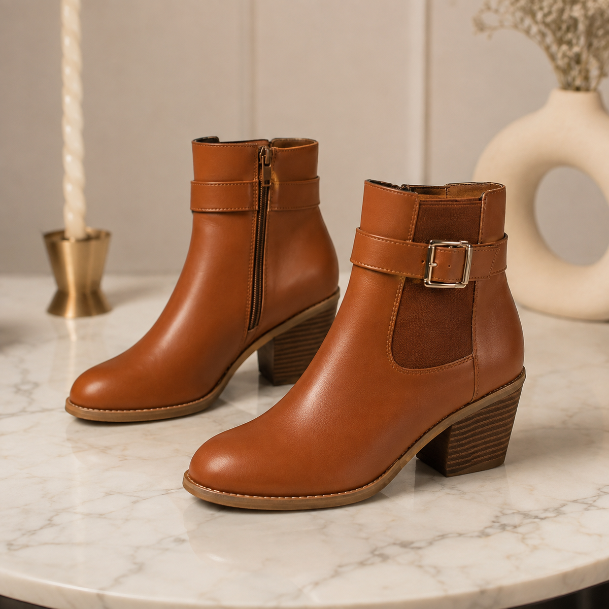 Alma Ankle Boots - Cognac