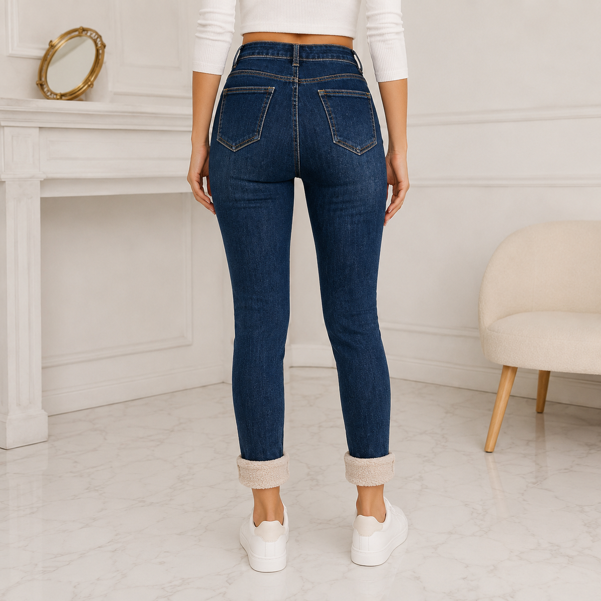 Fleece-Lined Winter Jeans – High Waist & Slim Fit
