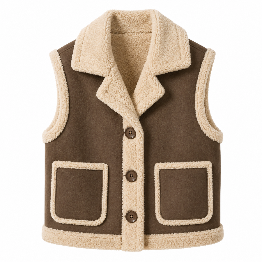 Suede & Fur Effect Sleeveless Vest - Soft & Warm