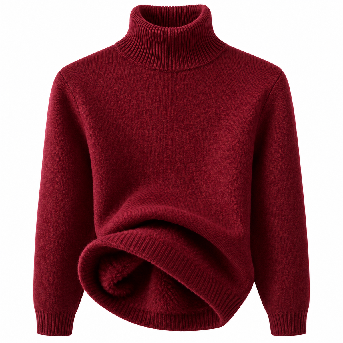Fleece-Lined Turtleneck Sweater - Warm & Soft