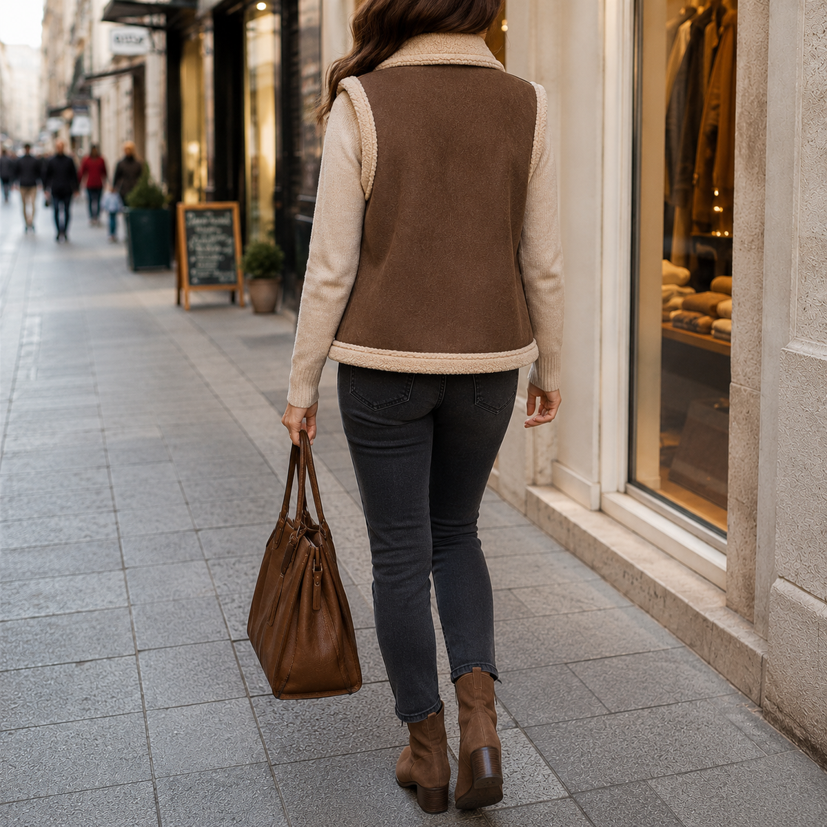 Suede & Fur Effect Sleeveless Vest - Soft & Warm
