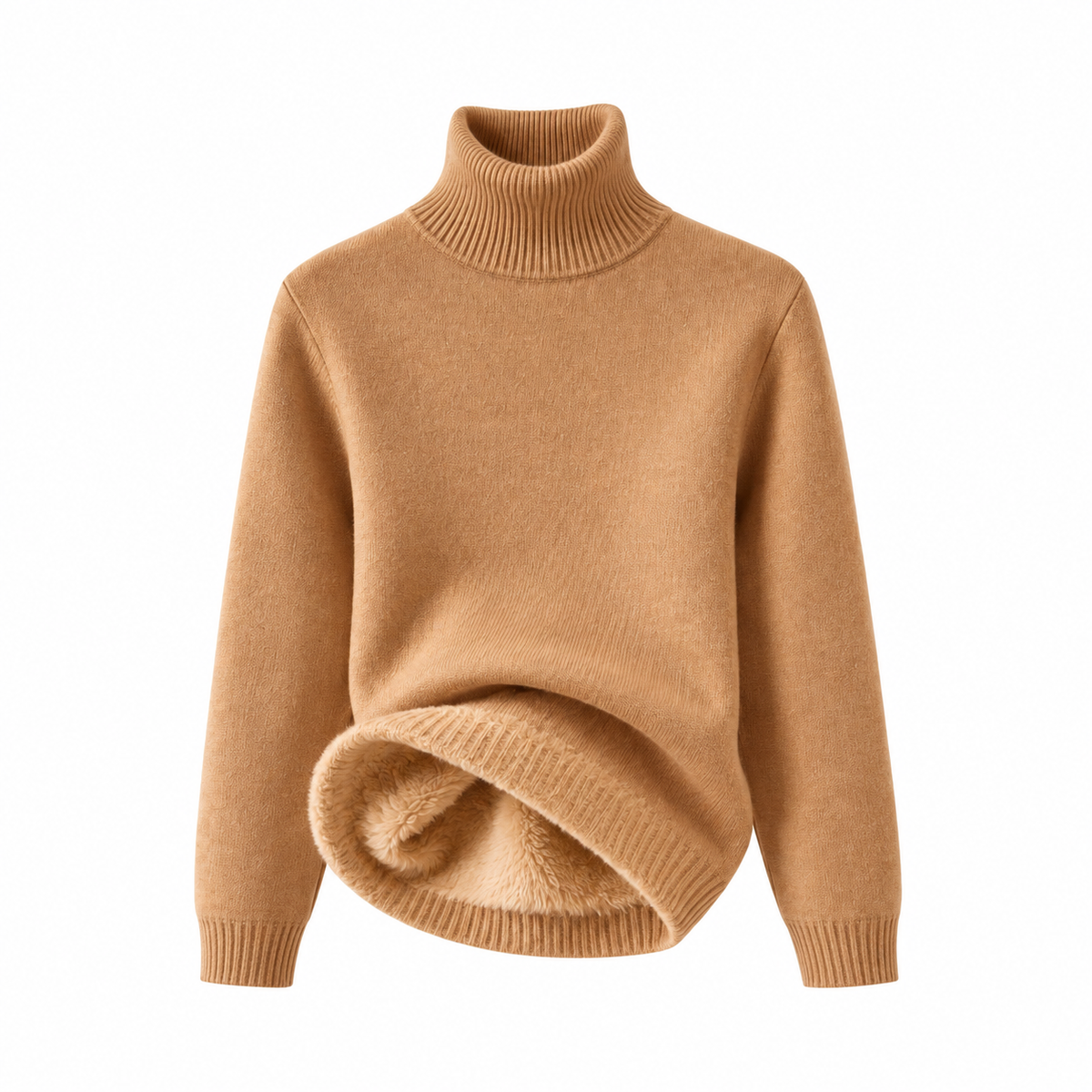 Fleece-Lined Turtleneck Sweater - Warm & Soft