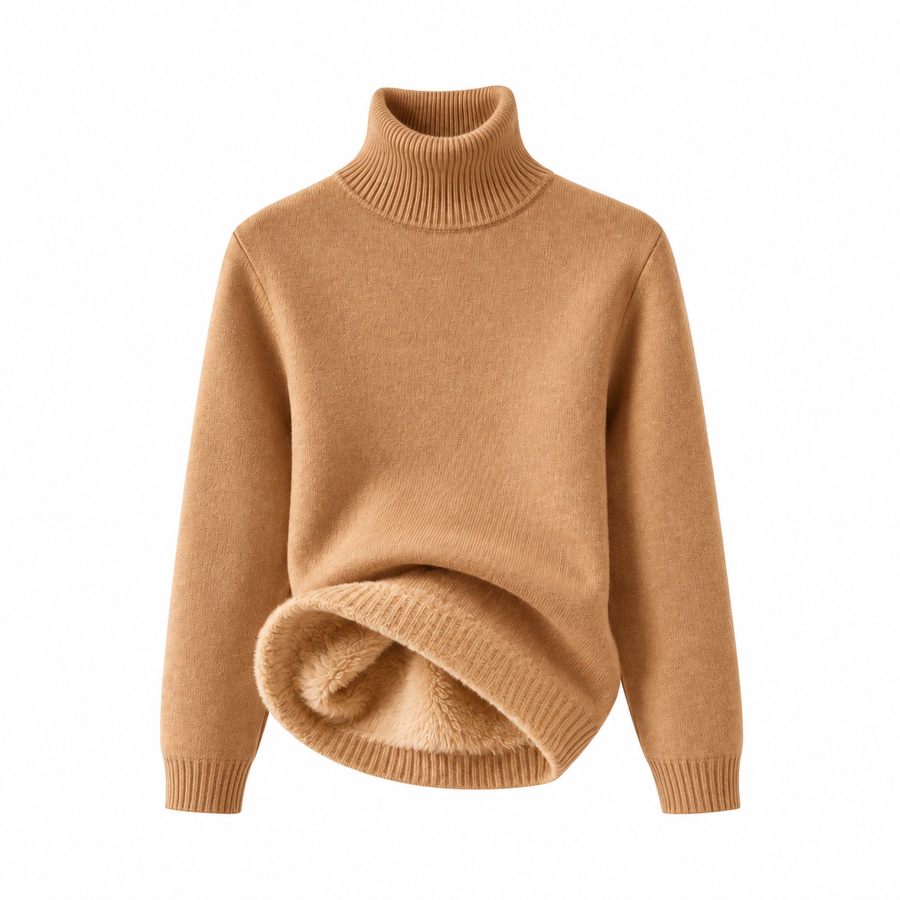 Fleece-Lined Turtleneck Sweater - Warm & Soft
