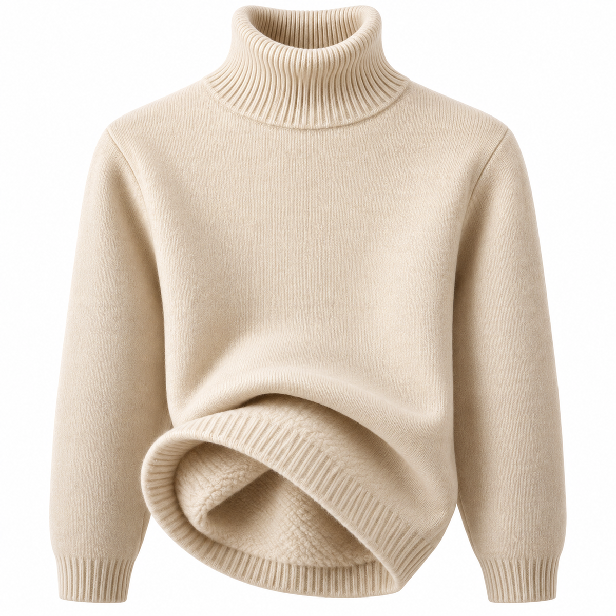 Fleece-Lined Turtleneck Sweater - Warm & Soft