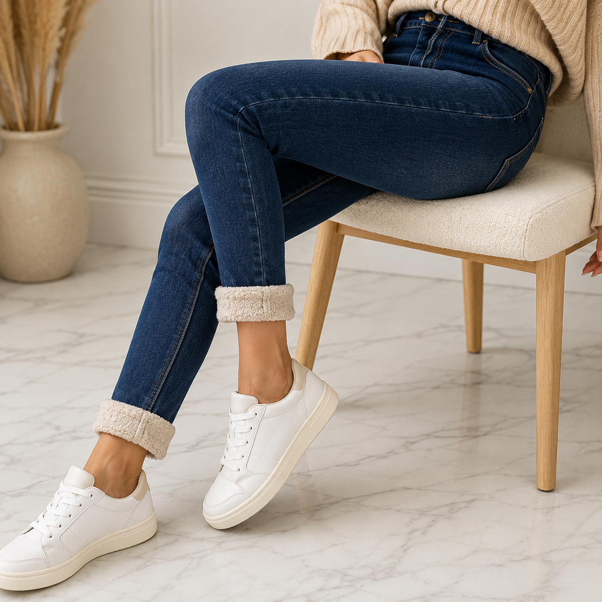 Fleece-Lined Winter Jeans – High Waist & Slim Fit