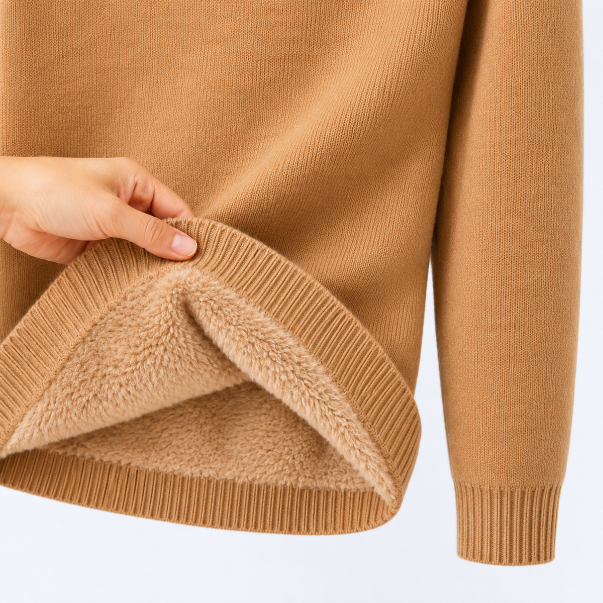 Fleece-Lined Turtleneck Sweater - Warm & Soft